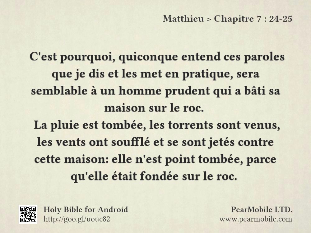 Matthieu, Chapitre 7:24-25